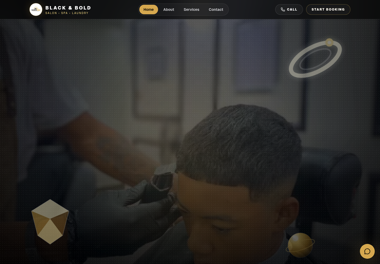 Black and Bold salon, spa, and laundry website homepage